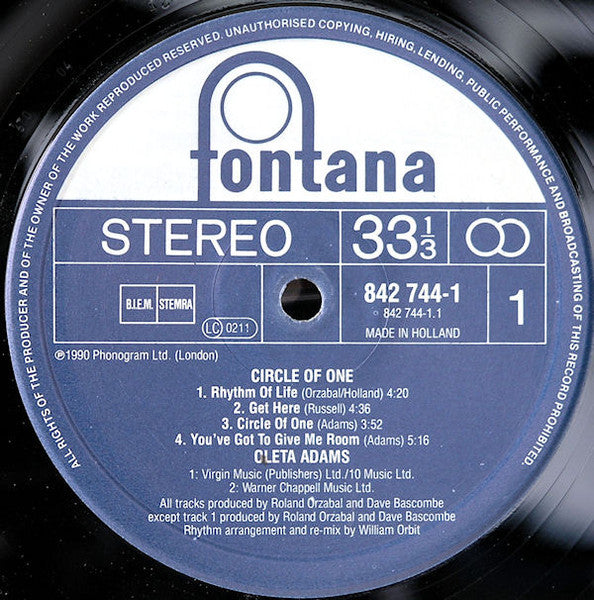 Oleta Adams – Circle Of One  , voice of Tears for Fears