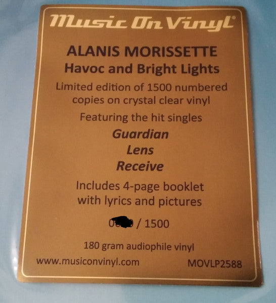 Alanis Morissette – Havoc And Bright Lights  ,  2 xLP, Limited Edition, Numbered, Gatefold , Clear [Crystal], Textured Sleeve, 180g