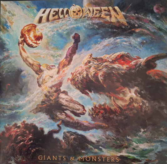 Helloween – Giants & Monsters  ,  2LP , Gatefold side 4  Etched , blue vinyl