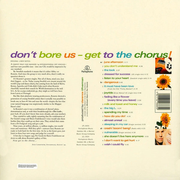 Roxette – Don't Bore Us - Get To The Chorus! (Roxette's Greatest Hits)  ,  2LP , Gatefold , 30th Anniversary Edition