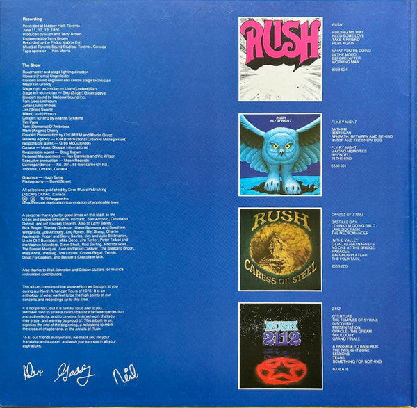 Rush ‎– All The World's A Stage     2LP , Gatefold