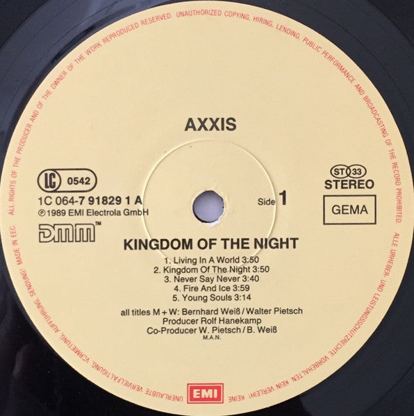 Axxis  ‎– Kingdom Of The Night   ,  1 press Germany, 1989