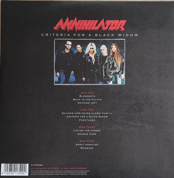 Annihilator  – Criteria For A Black Widow   ,   2LP ,  , 45 rpm , 180 gram