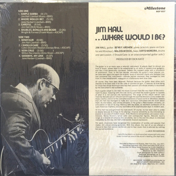 Jim Hall ‎– ...Where Would I Be?    ,  1 press , US