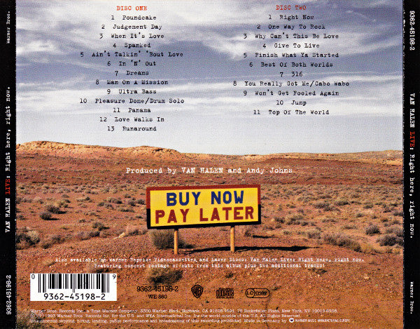 Van Halen – Live: Right Here, Right Now.   ,  2 CD