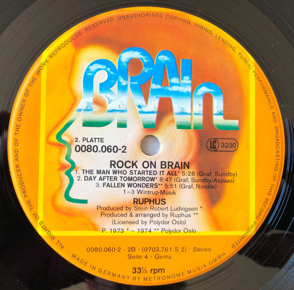 Ruphus ‎– Rock On Brain  ,  2LP , Gatefold