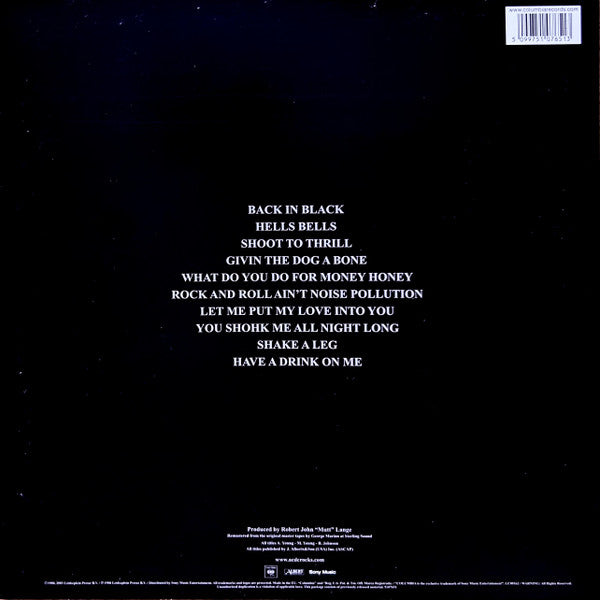 AC/DC – Back In Black  ,  White With Black Splatter vinyl