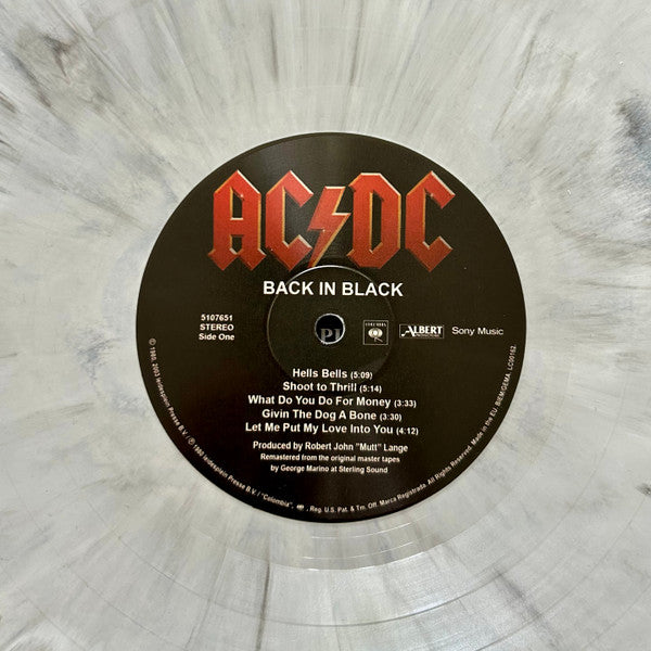 AC/DC – Back In Black  ,  White With Black Splatter vinyl
