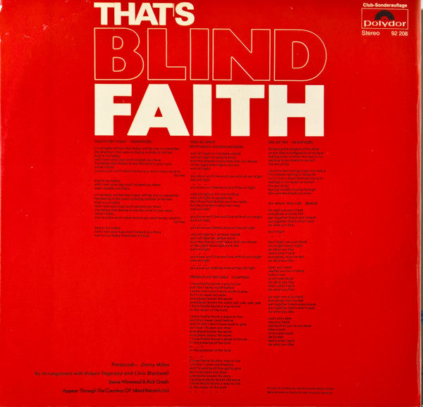 Blind Faith  ‎– That's Blind Faith   , Club  edition