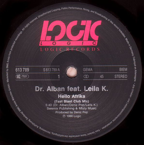 Dr. Alban Featuring Leila K.* – Hello Afrika   ,  Maxi , 45 rpm