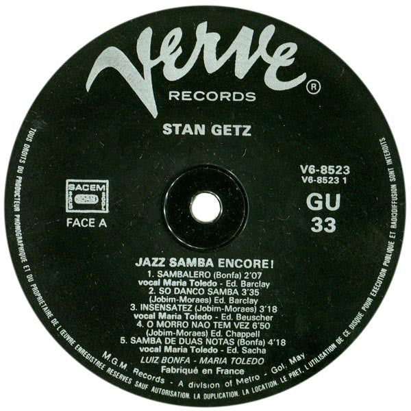 Stan Getz / Luiz Bonfá ‎– Jazz Samba Encore!