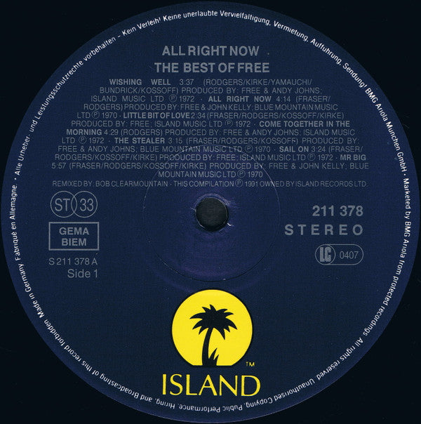 Free ‎– The Best Of Free (All Right Now)