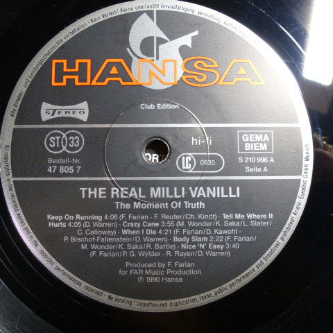 The Real Milli Vanilli – The Moment Of Truth (The 2nd Album), Club Edition