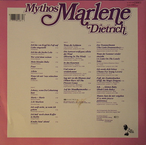 Marlene Dietrich – Mythos Marlene Dietrich   ,  2LP , Gatefold