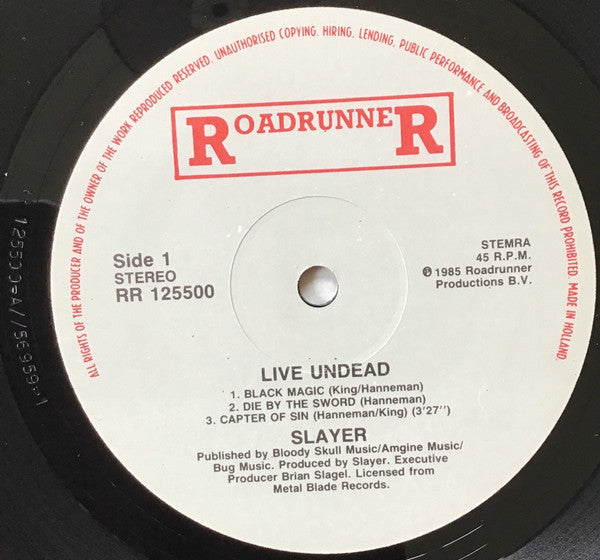 Slayer ‎– Live Undead    ,  12", 45 RPM, EP,  White Frame