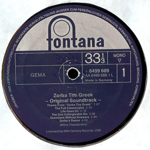 Mikis Theodorakis – Zorba The Greek - Original Soundtrack -