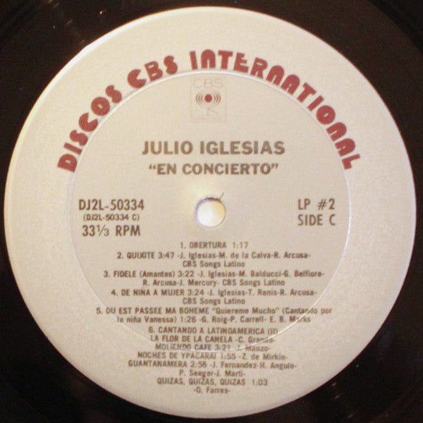 Julio Iglesias – En Concierto   ,  2 LP , Gatefold  , US press