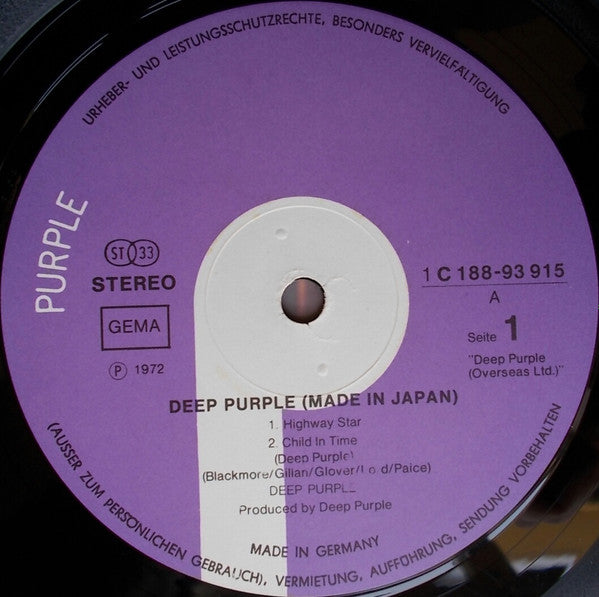 Deep Purple – Made In Japan       2LP  Gatefold