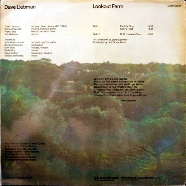 Dave Liebman* – Lookout Farm    1 press ECM  , Germany