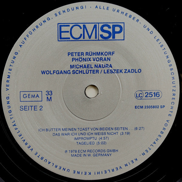 Peter Rühmkorf, Michael Naura, Wolfgang Schlüter, Leszek Zadlo – Phönix Voran