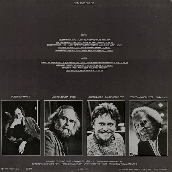 Peter Rühmkorf, Michael Naura, Wolfgang Schlüter, Leszek Zadlo – Phönix Voran