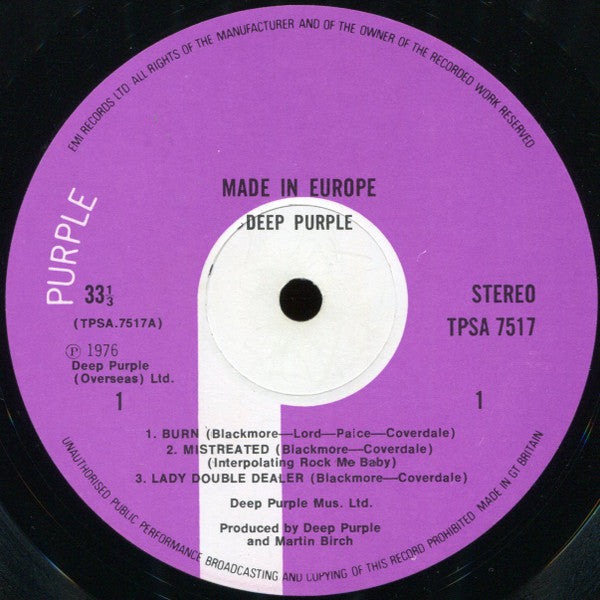 Deep Purple – Made In Europe, Gatefold
