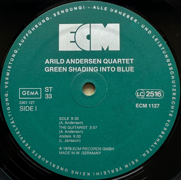 Arild Andersen Quartet – Green Shading Into Blue, ECM, 1st Press