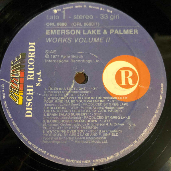 Emerson Lake & Palmer* – Works Volume 2