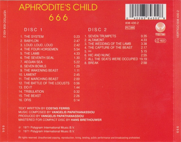Aphrodite's Child – 666, 2xCD
