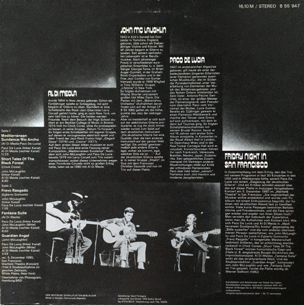 Al Di Meola / John McLaughlin / Paco De Lucia* – Friday Night In San Francisco