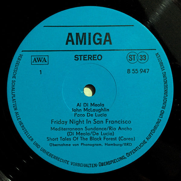 Al Di Meola / John McLaughlin / Paco De Lucia* – Friday Night In San Francisco