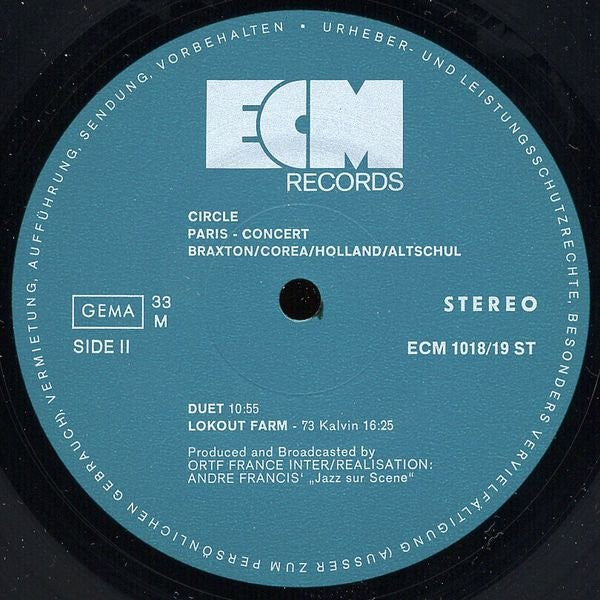 Circle  – Paris - Concert   ,   2 LP , Gatefold , ECM