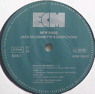 Jack DeJohnette's Directions – New Rags  ,  1 press , Germany , ECM