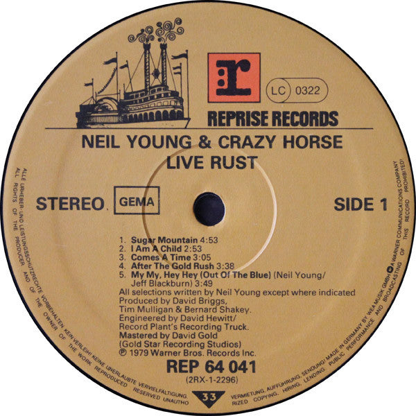 Neil Young & Crazy Horse ‎– Live Rust  , 2LP  Gatefold