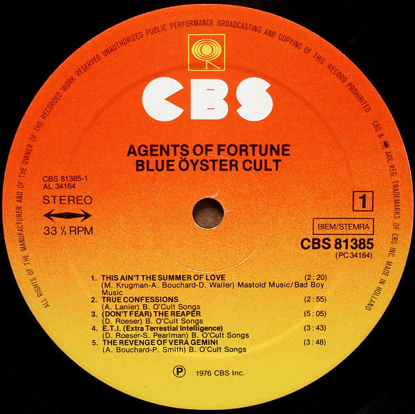 Blue Öyster Cult – Agents Of Fortune   ,  Gatefold