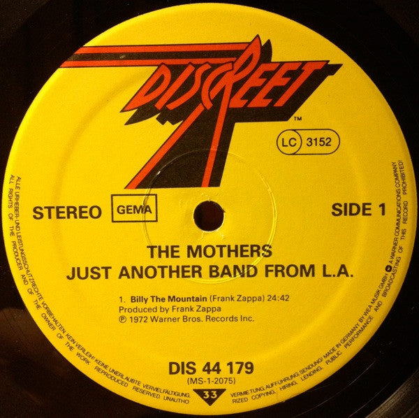 The Mothers – Just Another Band From L.A.   ,  Gatefold