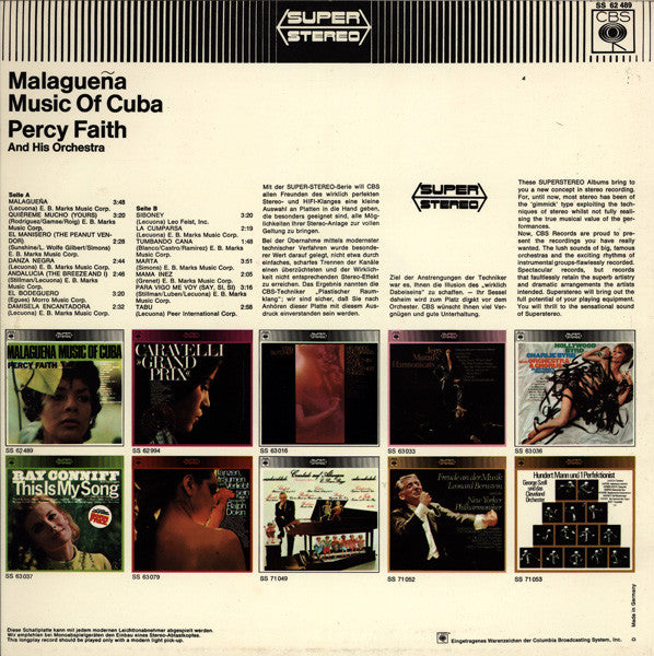 Percy Faith And His Orchestra* – Malagueña | Music Of Cuba