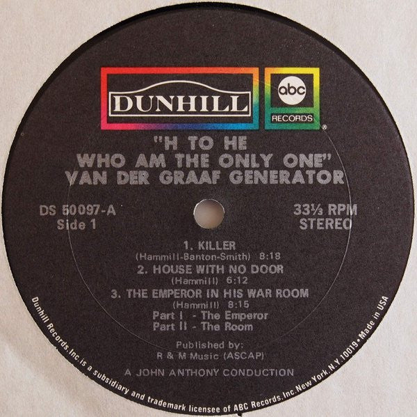 Van Der Graaf Generator – H To He Who Am The Only One   ,  Gatefold US , 1 press