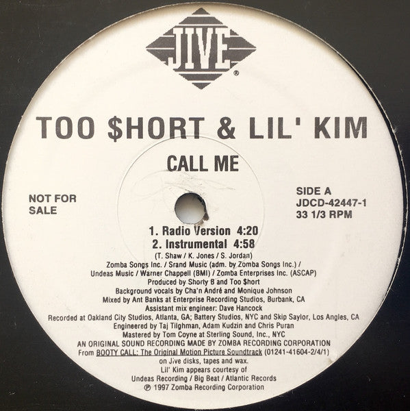 Too Short & Lil' Kim ‎– Call Me   ,  Maxi , 33 rpm
