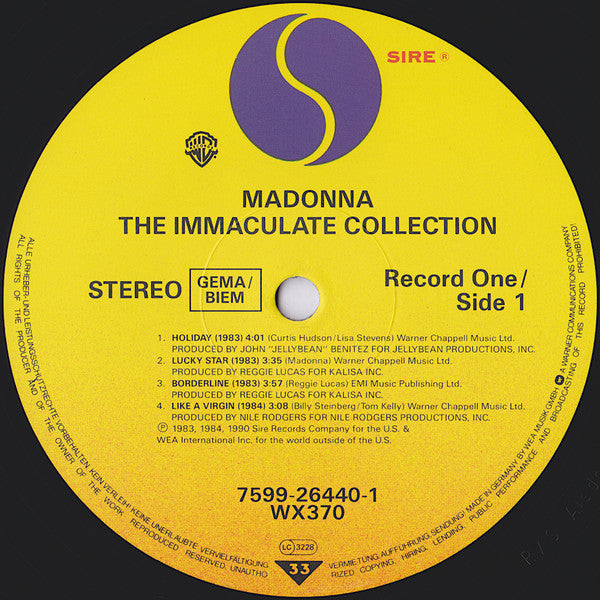 Madonna – The Immaculate Collection, 2xLP, Gatefold