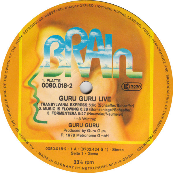 Guru Guru ‎– Live    ,   2LP , Gatefold