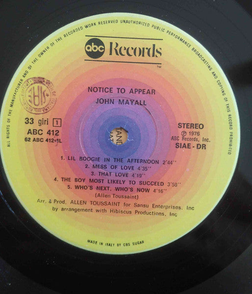 John Mayall – Notice To Appear