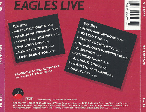 Eagles – Eagles Live   ,  2 CD , Club Edition , US