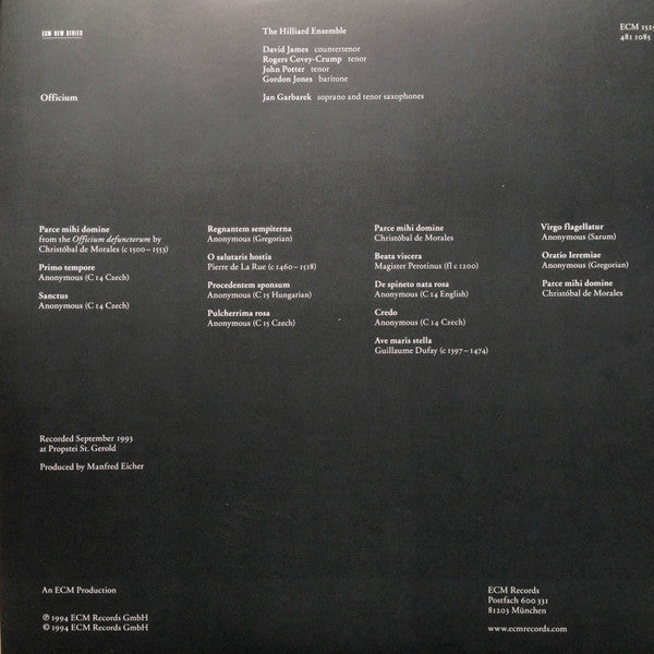 Jan Garbarek / The Hilliard Ensemble – Officium    ,  2LP , Gatefold