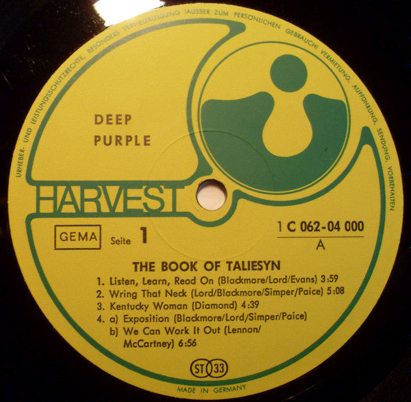 Deep Purple – The Book Of Taliesyn    , Gatefold , editie 1969, Germany