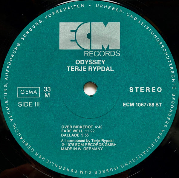 Terje Rypdal ‎– Odyssey   ,  2LP , gatefold  ,  ECM