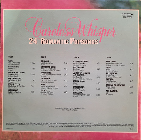 Careless Whisper 24 Romantic Popsongs   ,  2 LP , Gatefold