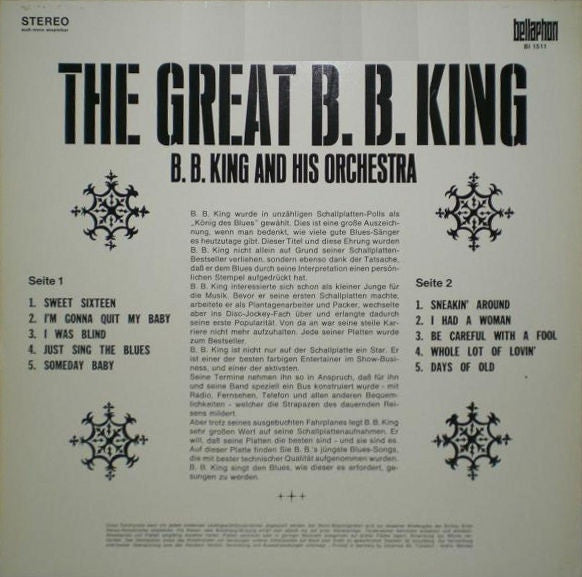 B. B. King And His Orchestra* – The Great B. B. King