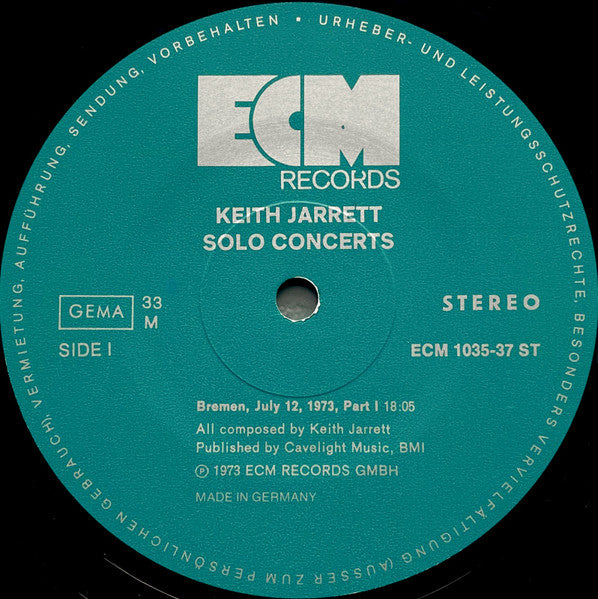 Keith Jarrett – Solo Concerts: Bremen / Lausanne   ,  3LP , BOX , ECM