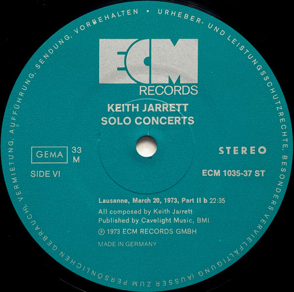 Keith Jarrett – Solo Concerts: Bremen / Lausanne   ,  3LP , BOX , ECM